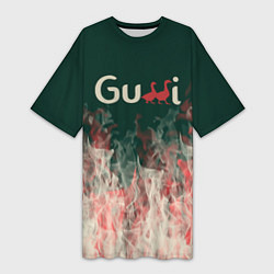 Женская длинная футболка Gucci - огонь