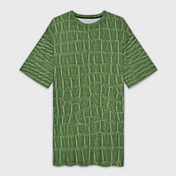 Женская длинная футболка Крокодиловая кожа зелёная