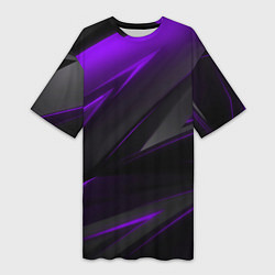 Женская длинная футболка Geometry Черный и фиолетовый
