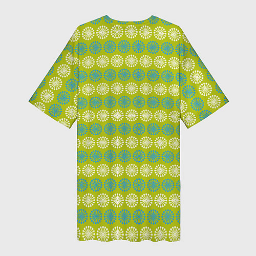 Женская длинная футболка Зеленые и белые кружки / 3D-принт – фото 2