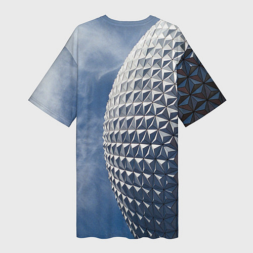 Женская длинная футболка Абстрактная металлическая планета - Серый / 3D-принт – фото 2