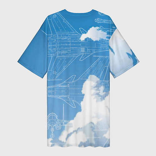 Женская длинная футболка Истребитель-бомбардировщик Су-34 в облаках / 3D-принт – фото 2