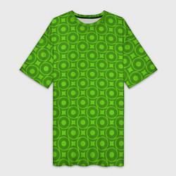 Женская длинная футболка Зеленые круги и ромбы