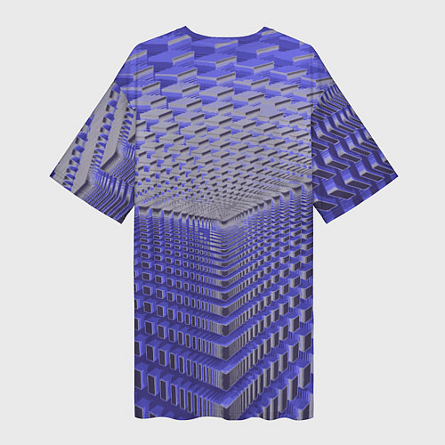 Женская длинная футболка Неоновые кубы - оптическая иллюзия / 3D-принт – фото 2