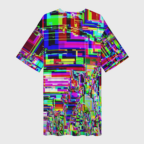 Женская длинная футболка Яркий авангардный глитч / 3D-принт – фото 2
