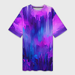 Футболка женская длинная Purple splashes, цвет: 3D-принт