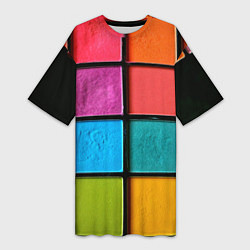 Женская длинная футболка Абстрактный набор красок-паттернов