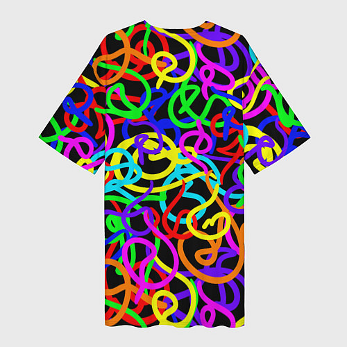 Женская длинная футболка Неоновый беспорядок / 3D-принт – фото 2