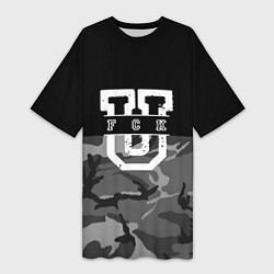 Женская длинная футболка FCK gray military