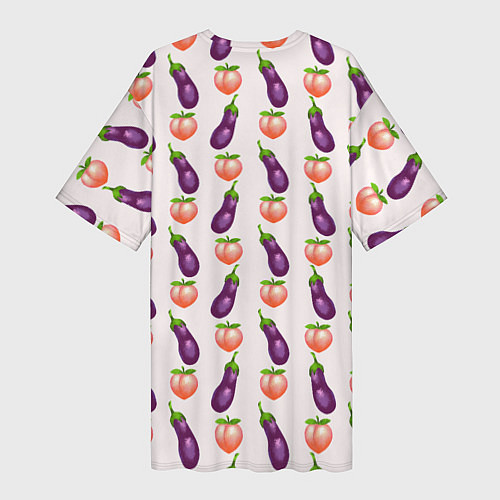 Женская длинная футболка Баклажаны и персики паттерн / 3D-принт – фото 2