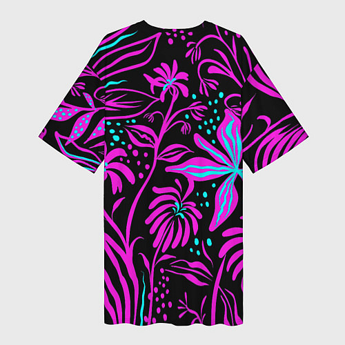 Женская длинная футболка Purple flowers pattern / 3D-принт – фото 2