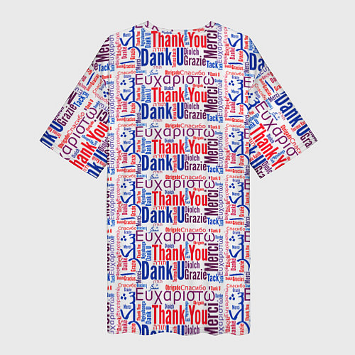 Женская длинная футболка Thank you phrase / 3D-принт – фото 2