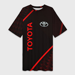 Женская длинная футболка Toyota Красная абстракция