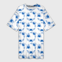 Женская длинная футболка Blue floral pattern