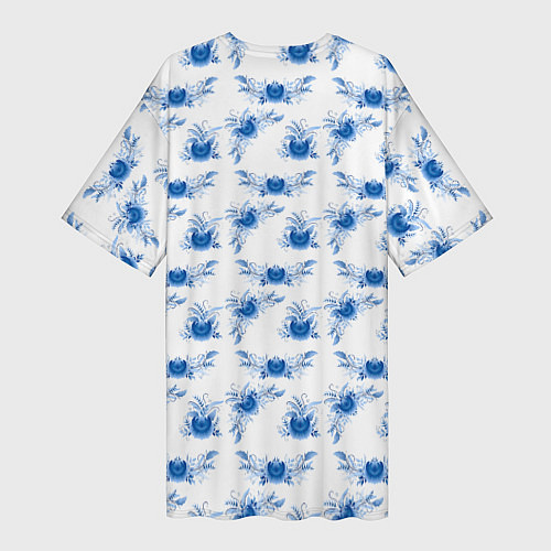 Женская длинная футболка Blue floral pattern / 3D-принт – фото 2