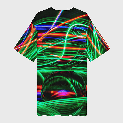 Женская длинная футболка Абстрактное множество цветных линий / 3D-принт – фото 2
