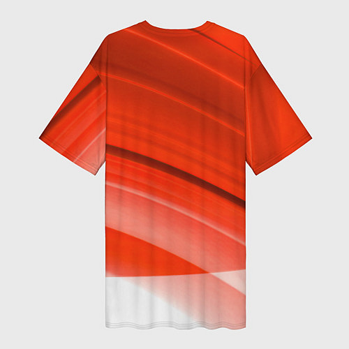 Женская длинная футболка Хонда - Красно-белая абстракция / 3D-принт – фото 2