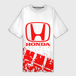 Женская длинная футболка Honda - красный след шины