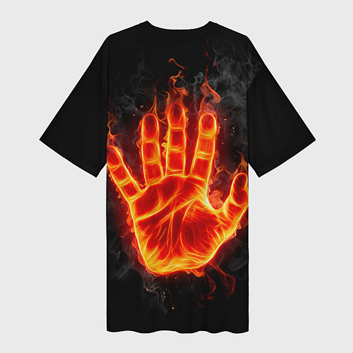 Женская длинная футболка Ладонь из огня / 3D-принт – фото 2