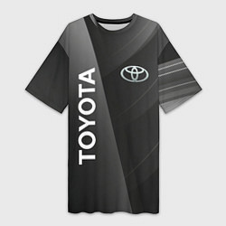 Футболка женская длинная Toyota - серая абстракция, цвет: 3D-принт