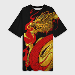 Женская длинная футболка Японский Золотой Дракон