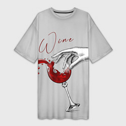 Футболка женская длинная Время винишка, цвет: 3D-принт