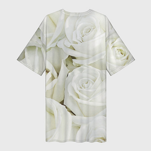 Женская длинная футболка Юрий Шатунов на фоне белых роз / 3D-принт – фото 2