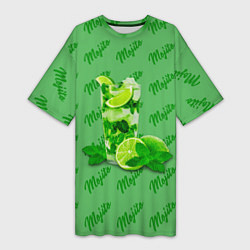 Футболка женская длинная Мохито - коктейль, цвет: 3D-принт