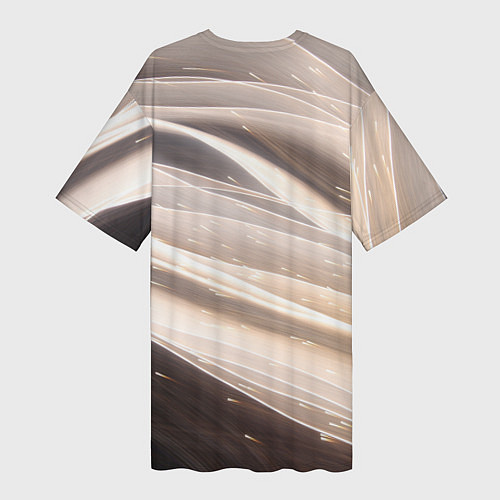 Женская длинная футболка Абстрактные волны и огни бесконечности / 3D-принт – фото 2