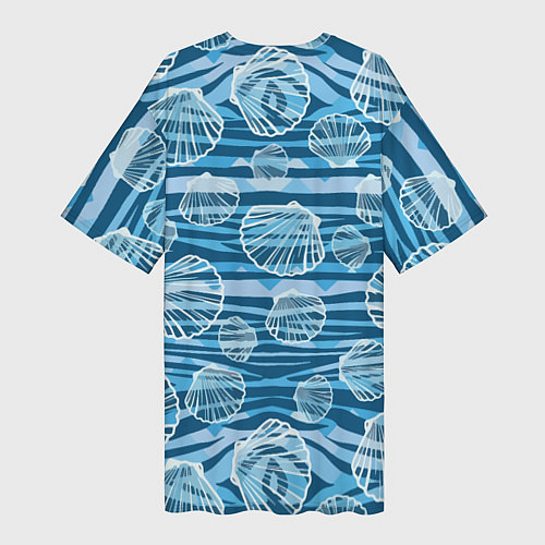 Женская длинная футболка Паттерн из створок ракушки - океан / 3D-принт – фото 2