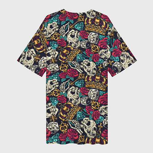 Женская длинная футболка Тату короны и бриллианта / 3D-принт – фото 2