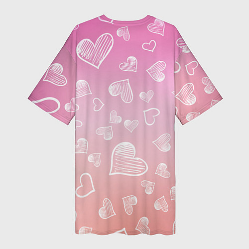 Женская длинная футболка Свинка с большими ушами и с бабочкой / 3D-принт – фото 2