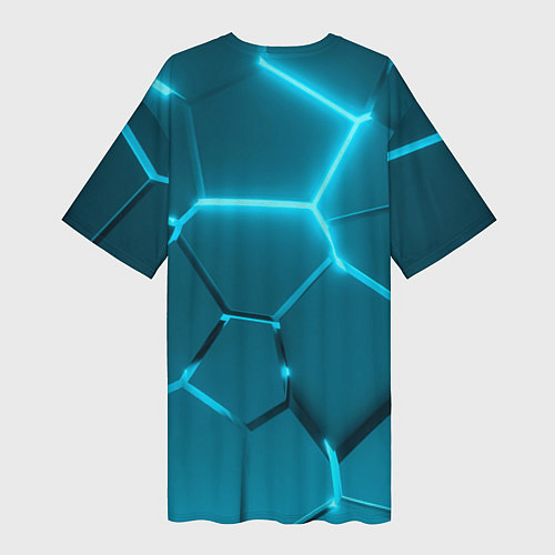 Женская длинная футболка Ледяные неоновые геометрические плиты / 3D-принт – фото 2