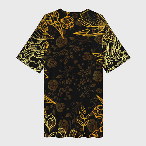 Женская длинная футболка Золотая колибри / 3D-принт – фото 2