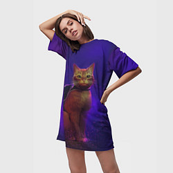 Футболка женская длинная Кот Stray, цвет: 3D-принт — фото 2