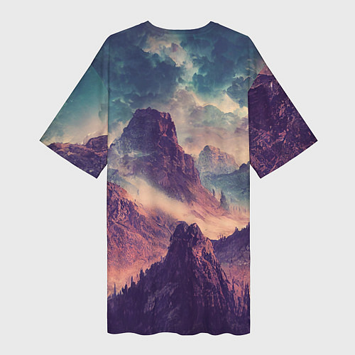 Женская длинная футболка В горах Вечерний пейзаж / 3D-принт – фото 2