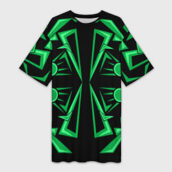 Женская длинная футболка Геометрический узор зеленый geometric