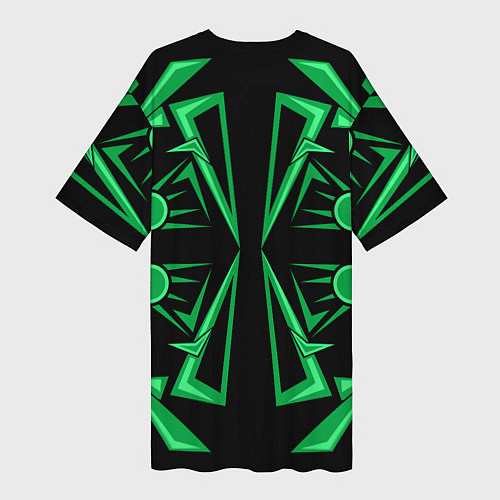 Женская длинная футболка Геометрический узор зеленый geometric / 3D-принт – фото 2