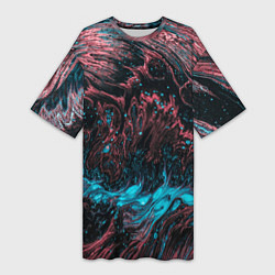 Футболка женская длинная Красочные растекания, цвет: 3D-принт