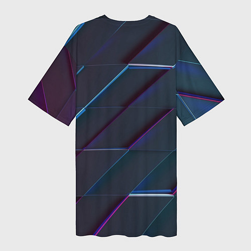 Женская длинная футболка Неоновая трёхмерная мозаика / 3D-принт – фото 2
