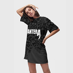 Футболка женская длинная Pantera метал - черепа, цвет: 3D-принт — фото 2