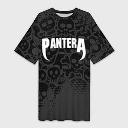 Футболка женская длинная Pantera метал - черепа, цвет: 3D-принт