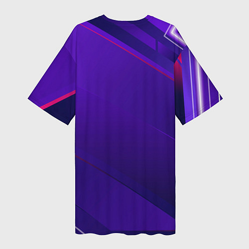 Женская длинная футболка Muscle garage - фиолетовый ретро-автомобиль / 3D-принт – фото 2