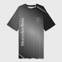 Футболка женская длинная Mercedes абстракция карбон, цвет: 3D-принт
