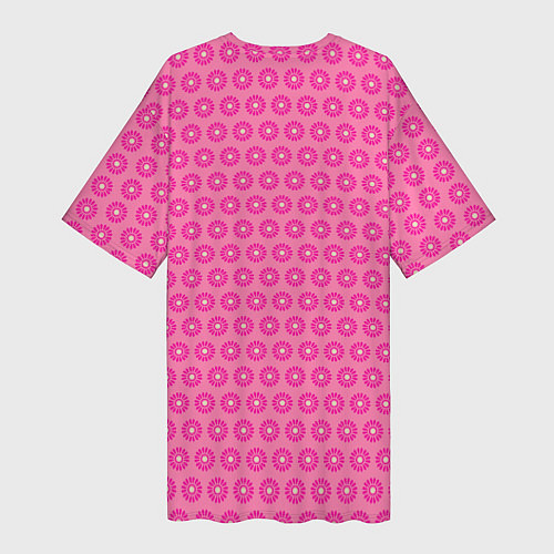 Женская длинная футболка Розовые цветочки - паттерн из ромашек / 3D-принт – фото 2