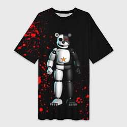 Футболка женская длинная Monokuma and Five Nights at Freddys, цвет: 3D-принт