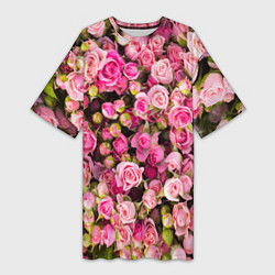 Женская длинная футболка Фон из розовых роз