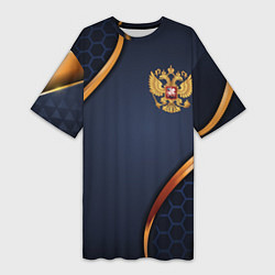 Женская длинная футболка Blue & gold герб России