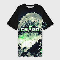 Футболка женская длинная CS GO green, цвет: 3D-принт