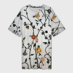 Женская длинная футболка Каменные цветы